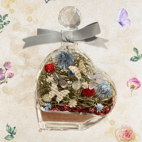 Botanical Heart Bottle flower blue
