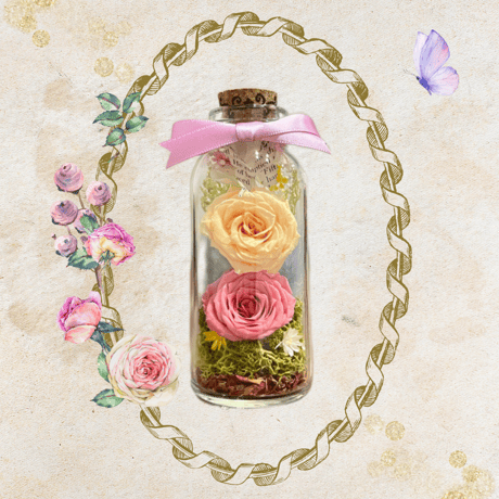 Bottle flower mini pink×orange