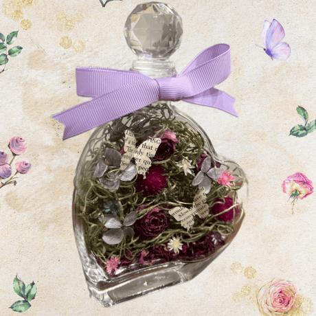 Botanical Heart Bottle flower PURPLE