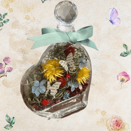 Botanical Heart Bottle flower YELLOW