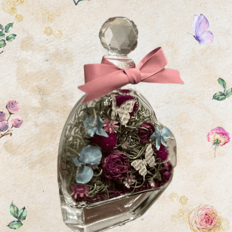 Botanical Heart Bottle flower Pink