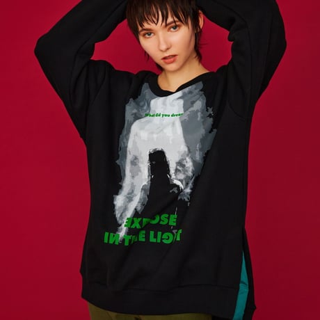 SIDE SLIT SWEAT P/O / black