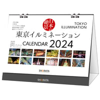 QRで動画も観る2024卓上カレンダー 日本の絶景【東京イルミネーション】両面印刷13枚綴り