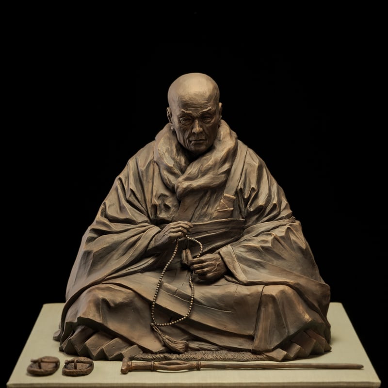 「 角田蘇風 」作　親鸞聖人像　石膏像　60ｃｍ　仏像　オブジェ　彫刻 角田蘇風 」作 親鸞聖人像 石膏像 60cm 仏像 オブジェ 彫刻