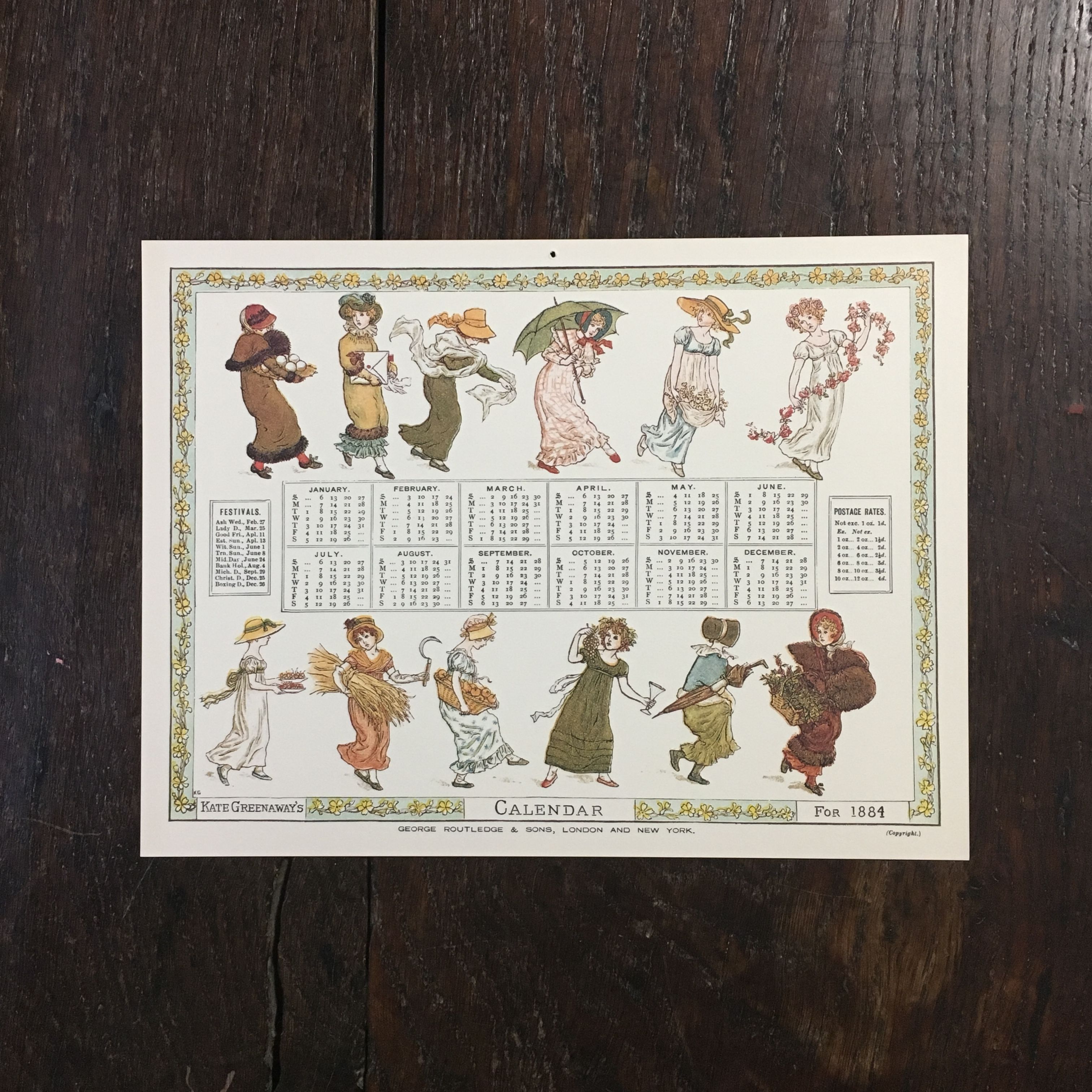 1894年年鑑　カレンダー　ケイト・グリーナウェイ　アンティーク　ヴィンテージ original