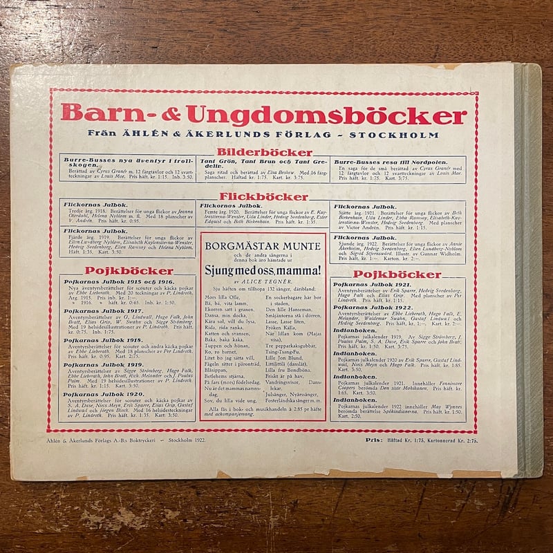 Borgmastar Munte（1922年初版）」Alice Tegner Elsa Be
