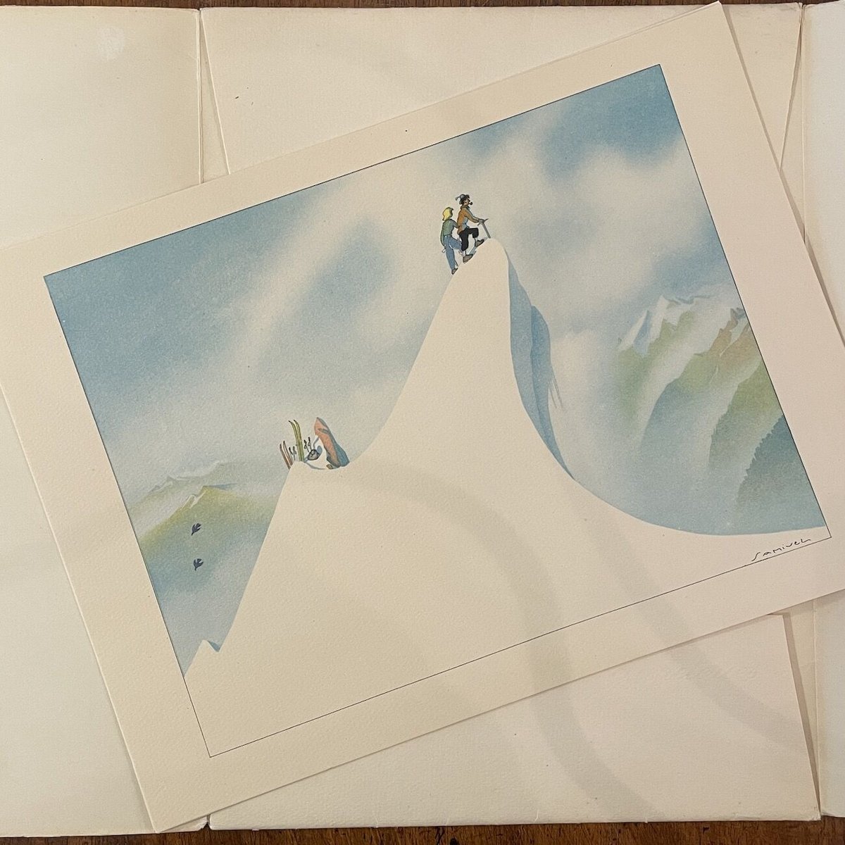 サミュヴェル　山登りのドローイング集　ビンテージ　SAMIVEL⠀1948年 4 dessins en couleurs」Samivel | Frobergue onl