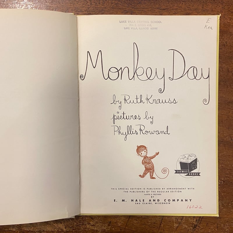 MONKEY DAY」Ruth Krauss（ルース・クラウス） Phyllis Rowan