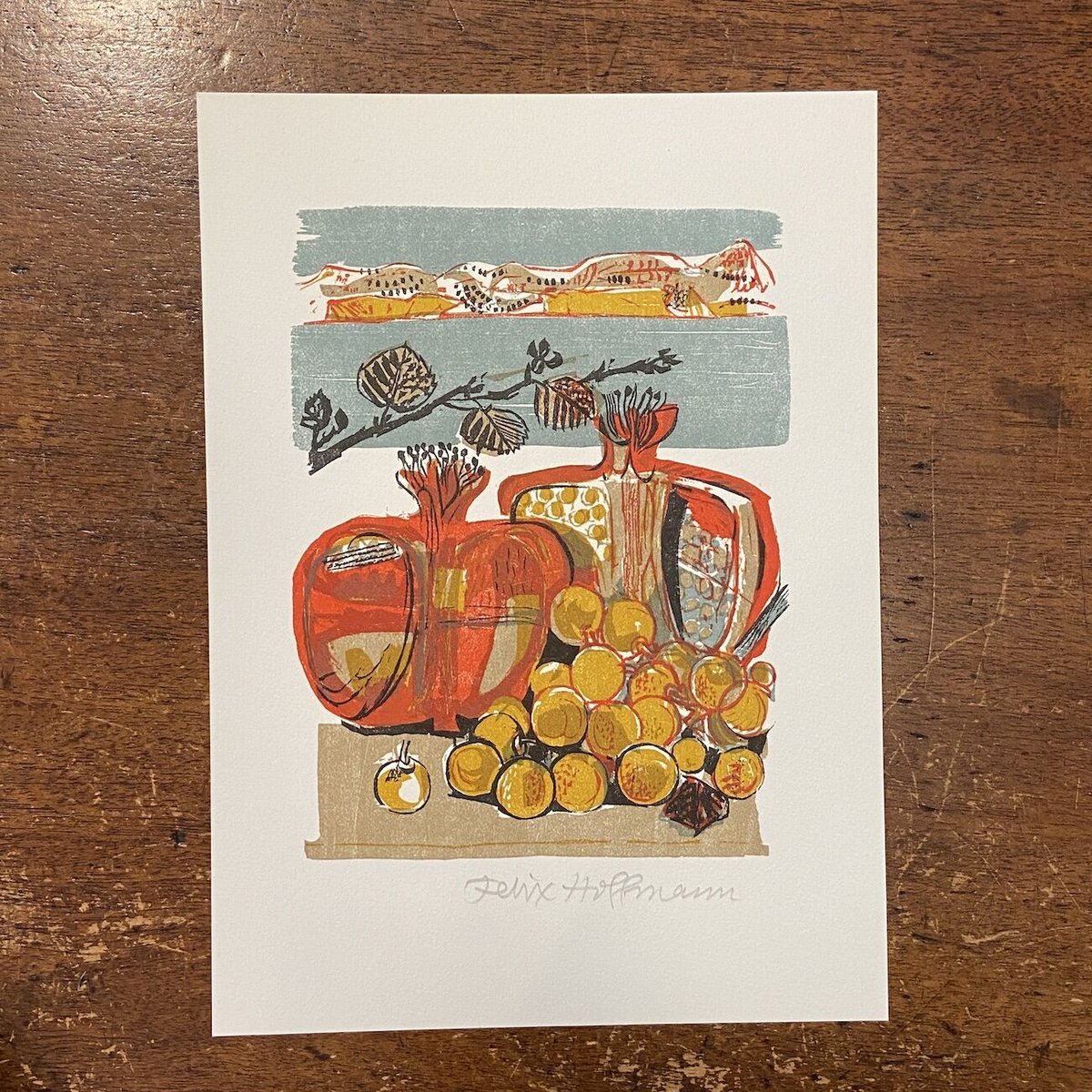 クレマン・セルヴォー　直筆サイン『一時の休息』木版画 1945年 0407W クレマン・セルヴォー 直筆サイン『一時の休息』木版画 1945年 0407W