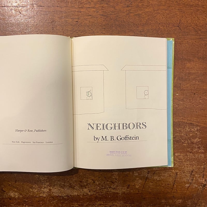 Neighbors（1979年初版）」M. B. Goffstein（ゴフスタイン） | F