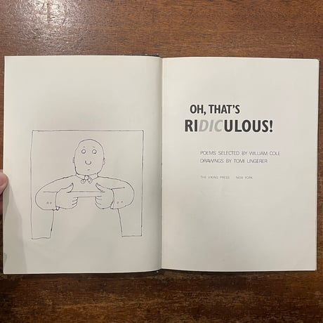 「Oh, That's Ridiculous！（1972年初版）」William Cole　Tomi Ungerer（トミー・ウンゲラー）