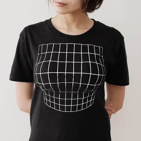 妄想マッピングＴシャツ/ Illusion grid/ Black
