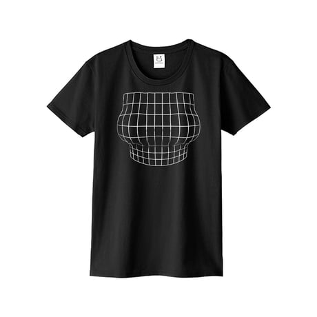 妄想マッピングＴシャツ/ Illusion grid/ Black