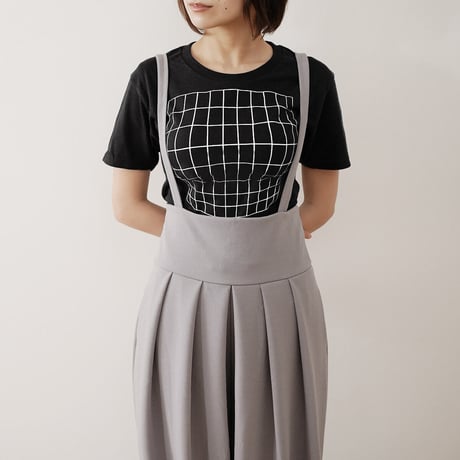 妄想マッピングＴシャツ/ Illusion grid/ Black