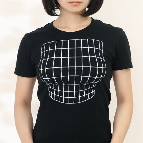 妄想マッピングＴシャツ/ Illusion grid/ Black