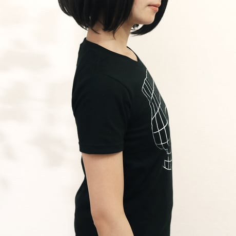 妄想マッピングＴシャツ/ Illusion grid/ Black