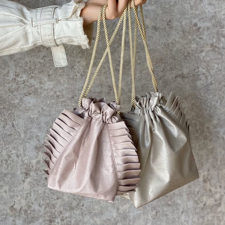 2wayDrawstring bag　Msize  pearl gray / pink beige