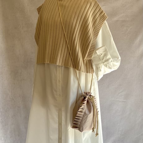 2wayDrawstring bag　Msize  pearl gray / pink beige