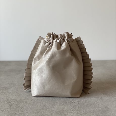 2wayDrawstring bag　Lsize  pearl gray / pink beige
