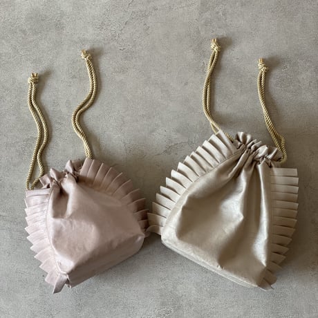 2wayDrawstring bag　Msize  pearl gray / pink beige