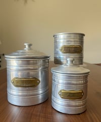 フランスアンティークアルミ製キャニスター３個セット