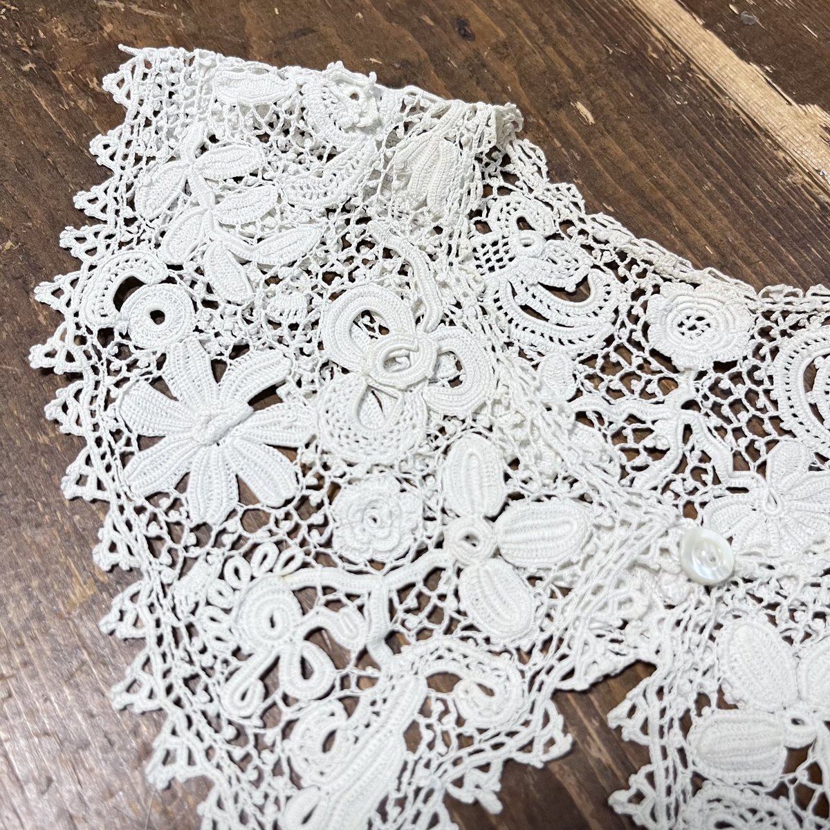 1880年代 フランス アイリッシュクロシェレース つけ襟 ビッグカラー-