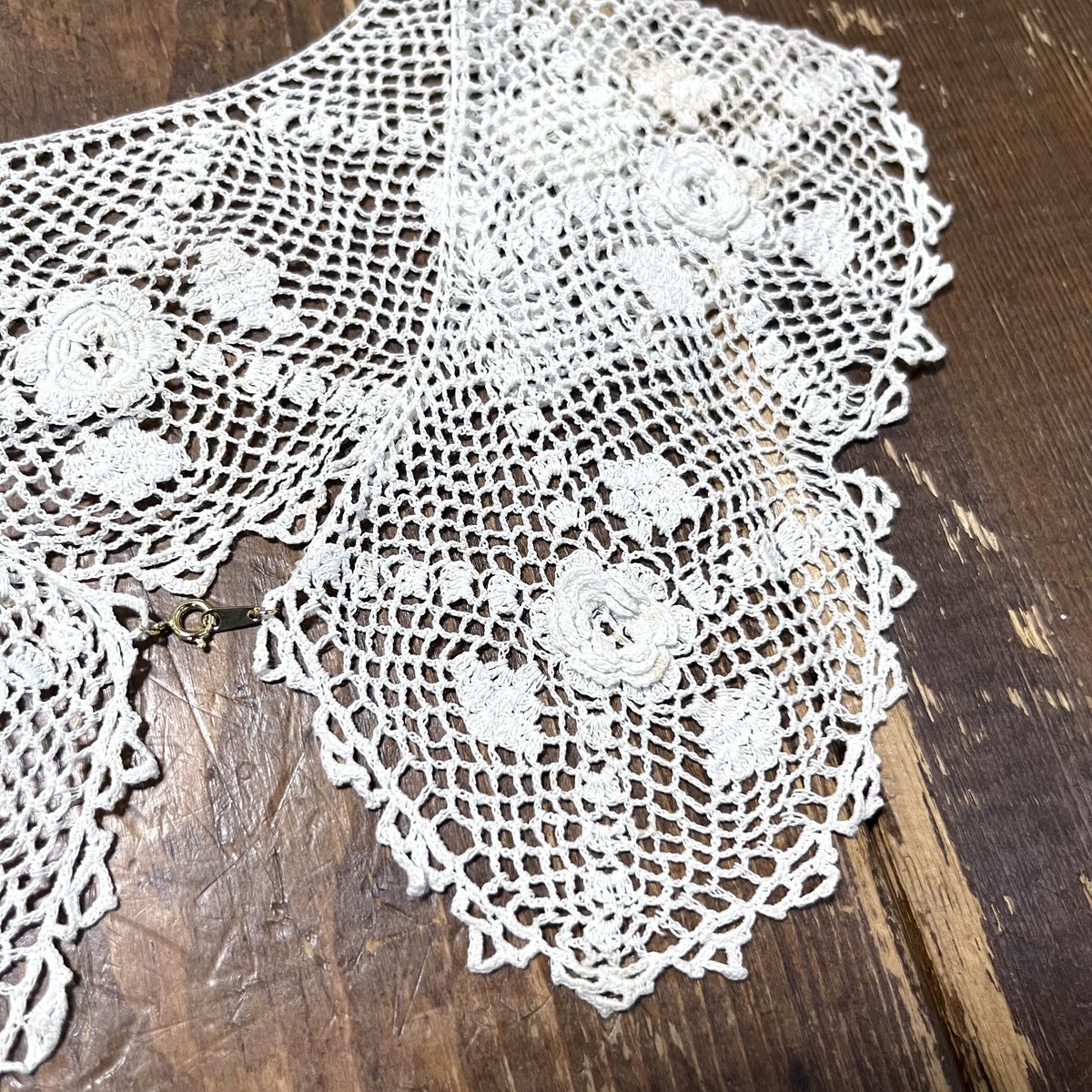 1880年代 フランス アイリッシュクロシェレース つけ襟 ビッグカラー