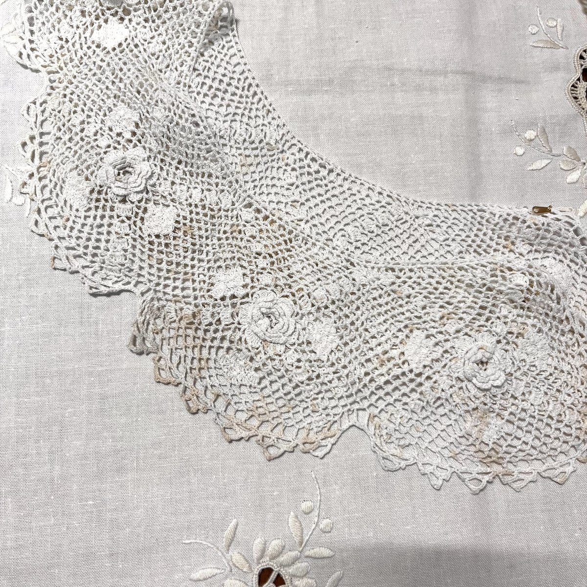 1880年代 フランス アイリッシュクロシェレース つけ襟 ビッグカラー