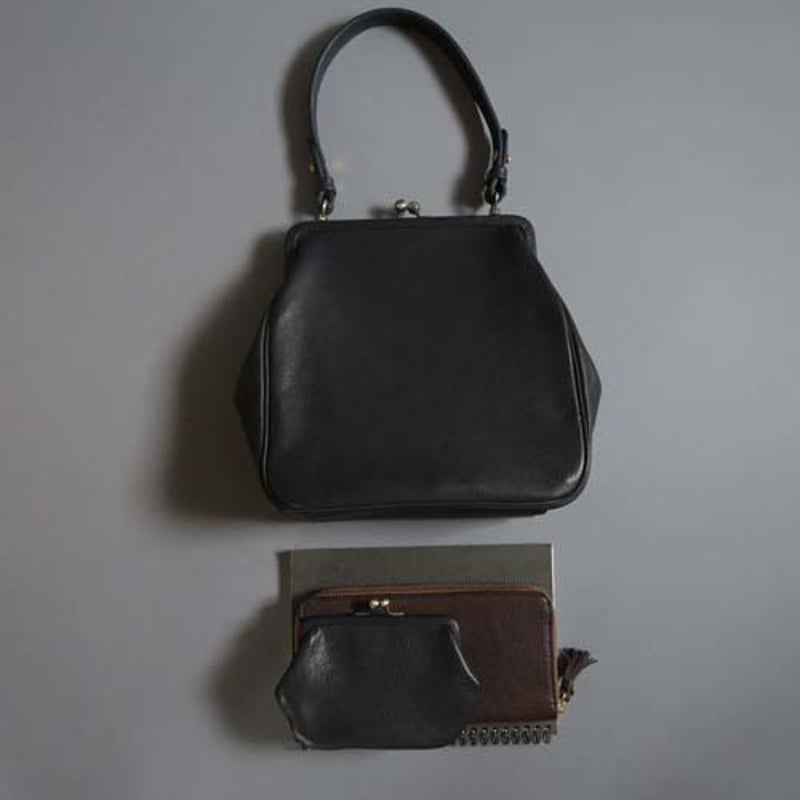 yammart がま口バッグplain gama hand bag-square plain gama hand bag-square (black) | yammart