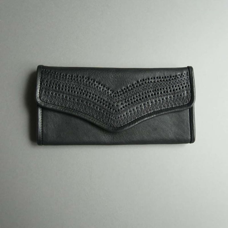 stitch long wallet (black) | yammart stitch long wallet (black) | yammart