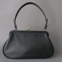 yammart がま口バッグplain gama hand bag-square plain gama hand bag-square (black) | yammart
