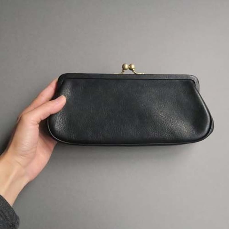 Yammart がま口財布　ブラック Yammart ヤマート カウレザーがま口財布 gama-purse