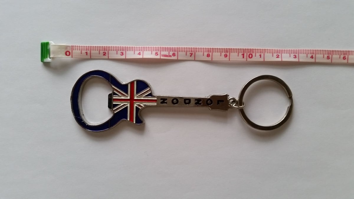 ロンドン☆メタルキーホルダー【ユニオンジャック ギター 栓抜き