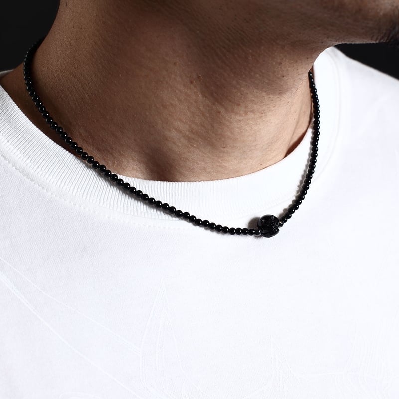 ONYX SKULL NECKLACE/オニキススカル ネックレス/天然石 ONYX SKULL NECKLACE/オニキススカル ネックレス/天然石