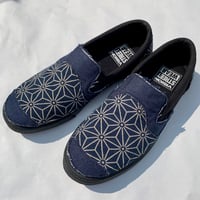 【新作 別注】VISION STREET WEAR CANVAS SLIP ON（BLACK/NAVY）REMAKE 麻紋柄　ヴィジョン　スリッポン　KOBUSHI BRAND／拳BRAND