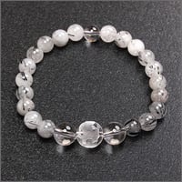 BLACK RUTILE QUARTZ ROSARY【WHITE TIGER】／ブラックルチルクウォーツブレスレット／天然石黒針水晶数珠【白虎】　KOBUSHI BRAND／コブシブランド