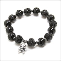 ONYX ROSARY OF SKULL／オニキススカルブレスレット／天然石オニキス数珠[黒髑髏]　SKULL ACCESSORIES／スカルアクセサリー　KOBUSHI BRAND／コブシブランド