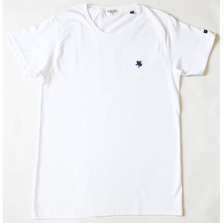 KIBAMUSHA EMBROIDERY TEE／鬼馬武者刺繍Tシャツ／KOBUSHI BRAND／コブシブランド（WHITE/NAVYネイビー刺繍)