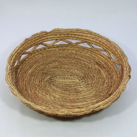C093 コゴン製 楕円形 平かご 縦27.5x横30.5x高6.5cm
