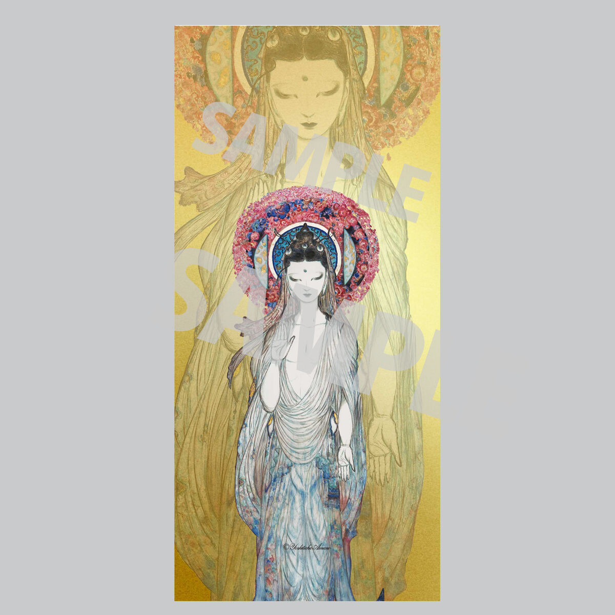 法華経画」iPhone用壁紙（B）（金背景） | 天野喜孝作「法華経画