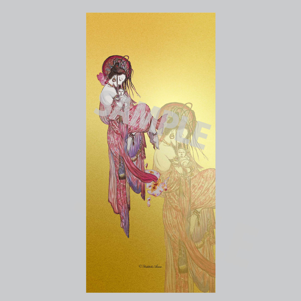 法華経画」iPhone用壁紙（H）（金背景） | 天野喜孝作「法華経画