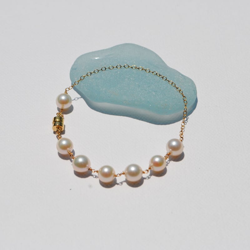 アコヤ真珠パールブレスレット　6.0-7.0mm　ナチュラルカラー　K18WG アコヤ真珠パールブレスレット 6.0-7.0mm ナチュラルカラー K18WG