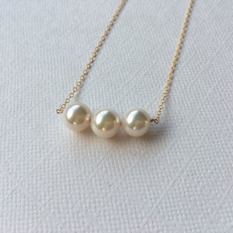 3粒ネックレス(あこや真珠7mm) Tsushima Pearl