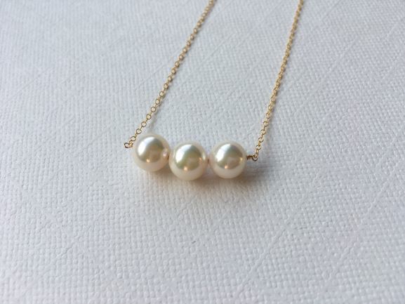 3粒ネックレス(あこや真珠7mm) | Tsushima Pearl