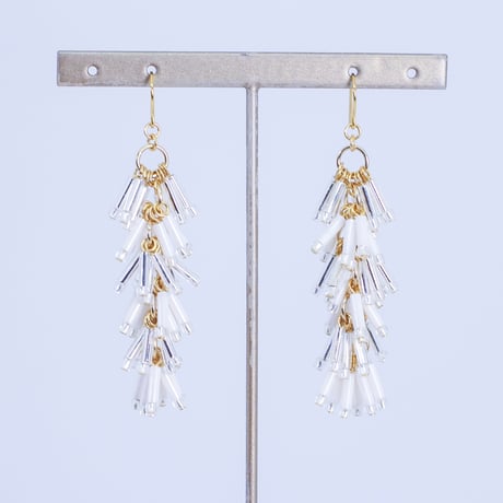 ティアードピアス/イヤリング(シルバー×ホワイト)(MN250019-02)