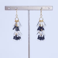 ティアードピアス/イヤリング(シルバー×ブラック)(MN250017-01)