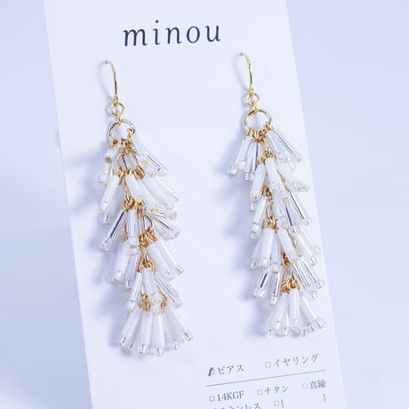 ティアードピアス/イヤリング(シルバー×ホワイト)(MN250019-02)