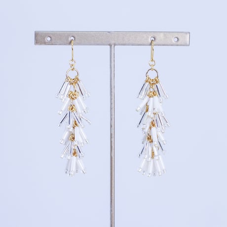 ティアードピアス/イヤリング(シルバー×ホワイト)(MN250019-02)