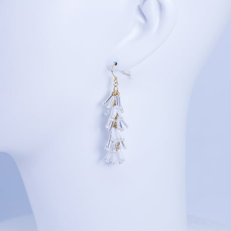 ティアードピアス/イヤリング(シルバー×ホワイト)(MN250019-02)