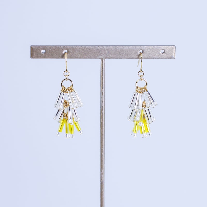 ティアードピアス/イヤリング(シルバー×クリアイエロー)(MN250015-05